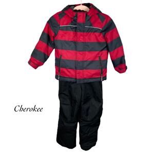 Cherokee Black Snow Bib and Red Black Thinsulate Insulation Coat Set Size 4T
